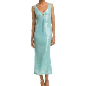 Bardot Isha Sequin Midi Dress in Aqua